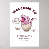 Dinosaure rose thème Baby shower Affiche de bienve