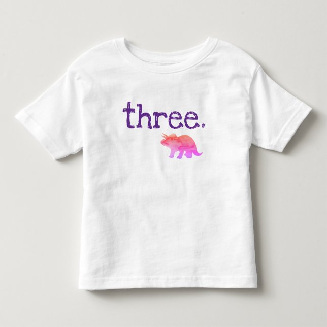 Dinosaure rose Troisième T-shirt d'anniversaire (Devant)