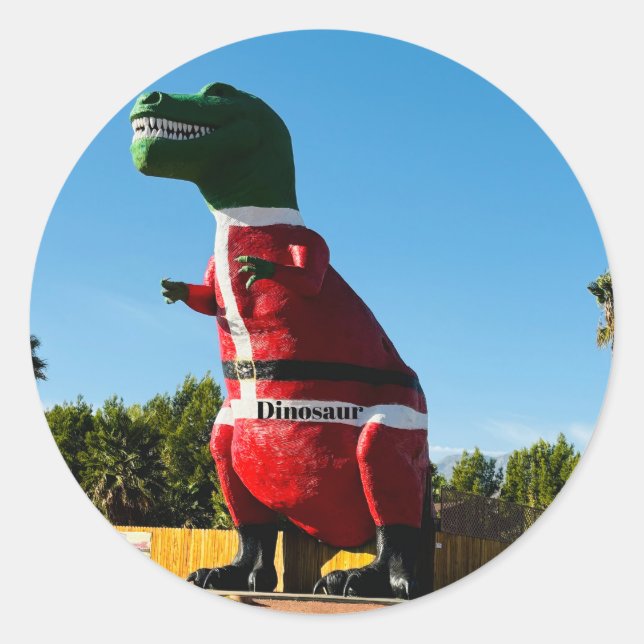 Dinosaure rouge, Stickers ronds classiques (Devant)