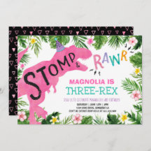 Dinosaure Trois Rex Invitation Anniversaire Dino