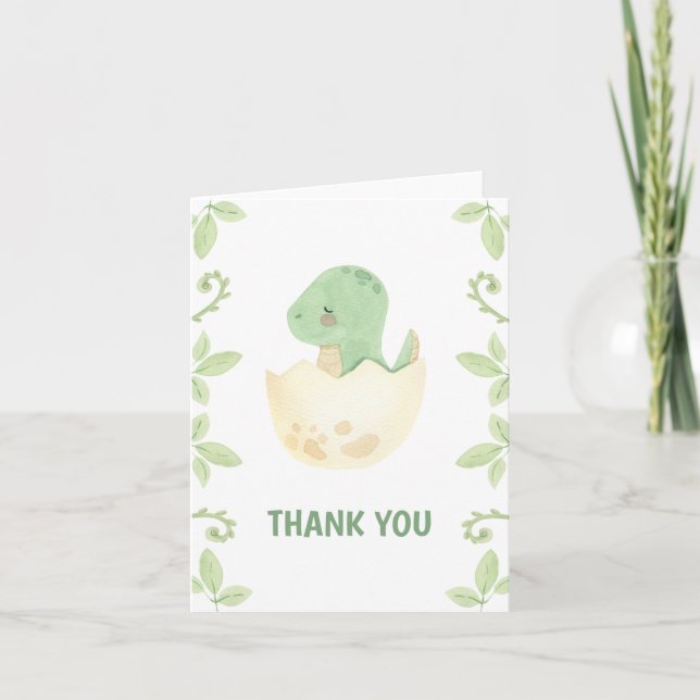 Dinosaure Vert Carte de remerciements neutre genre (Devant)