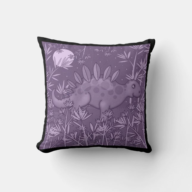 Dinosaure Violet Enfants Lancer Oreiller (Recto)