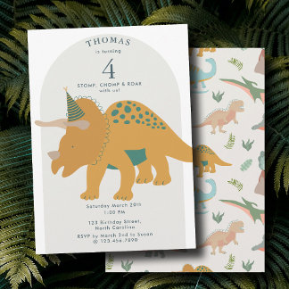 Dinosauren Boho Prähistorische Party-Tiere Geburts Einladung