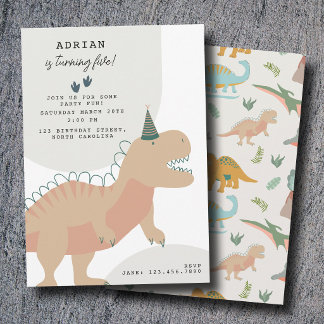 Dinosauren Boho Prähistorische Party-Tiere Geburts Einladung