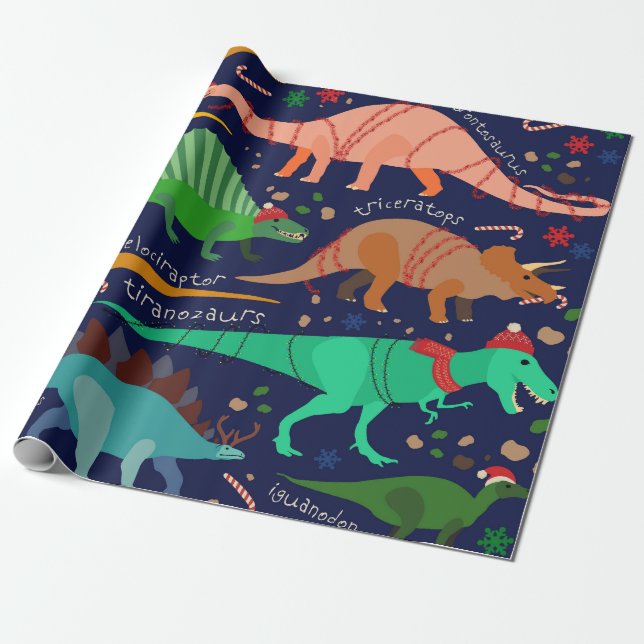 DINOSAUREN, DIE AUF CHRISTMAS GESCHÜTZT SIND GESCHENKPAPIER (Ungerollt)