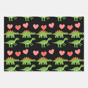 Dinosaures Avec Papier Enveloppant Amour