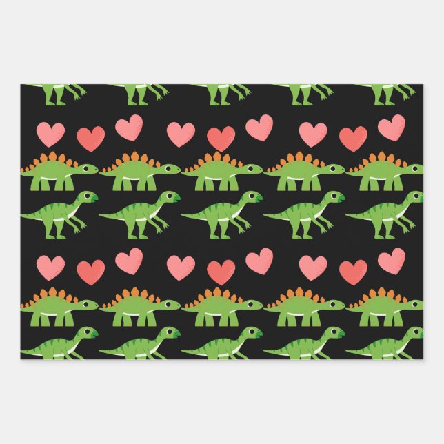 Dinosaures Avec Papier Enveloppant Amour (Devant 3)