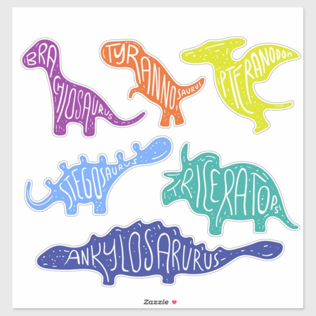 Dinosaures avec Sticker de noms (Feuille)