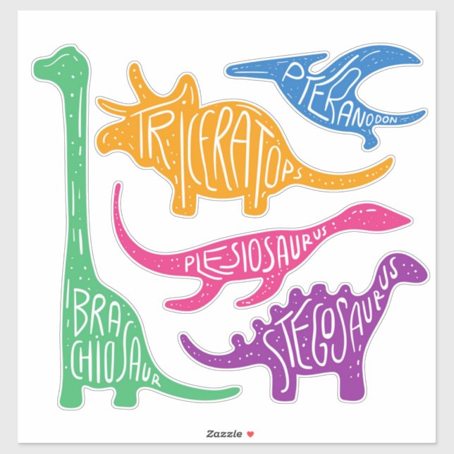 Dinosaures avec Sticker de noms (Feuille)