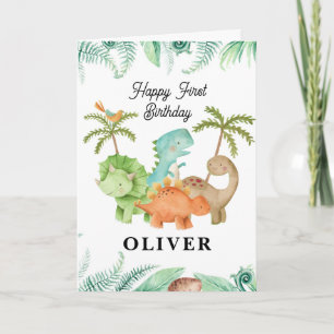 Dinosaures Bonne Carte de voeux pour 1er anniversa