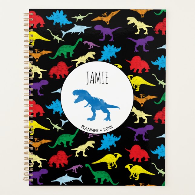 Dinosaures colorés Aquarelle Enfants Motif (Devant)