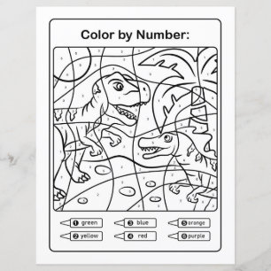 Dinosaures dans la jungle Coloriage Page par nombr