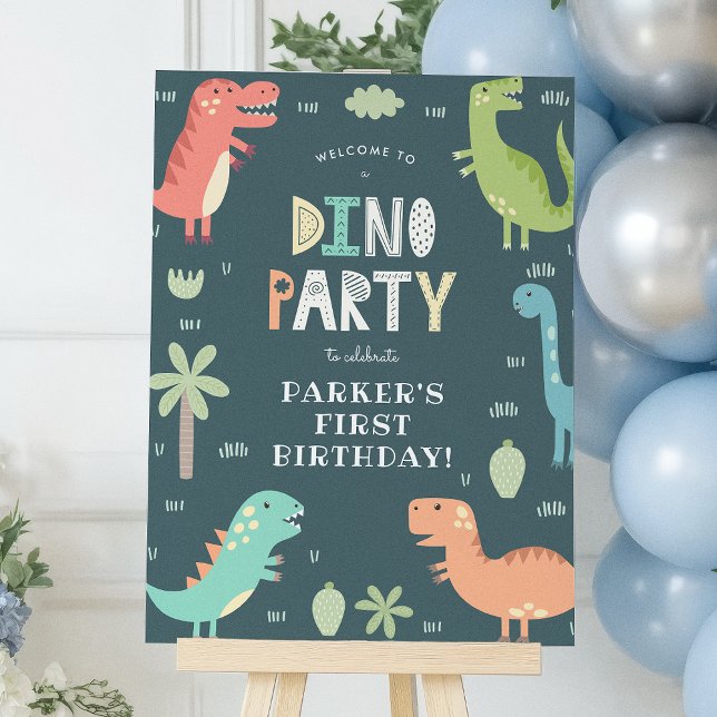 Dinosaures fête Dino Affiche de bienvenue fête d'a (Créateur téléchargé)