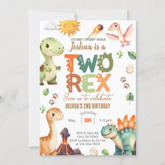 Dinosaures invitation de 2e anniversaire garçon DE