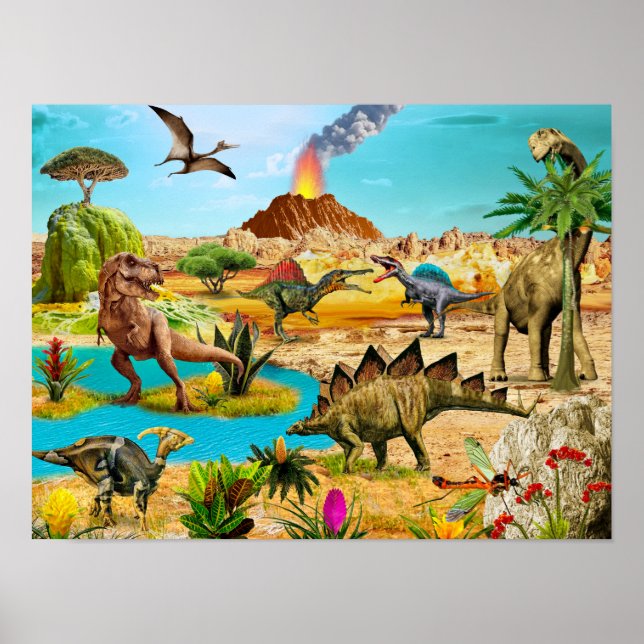 Dinosaures peinture imprimer pour la salle de déco (Devant)