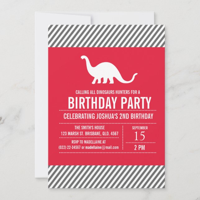 Dinosaures personnalisés Invitation à la fête d'an (Devant)