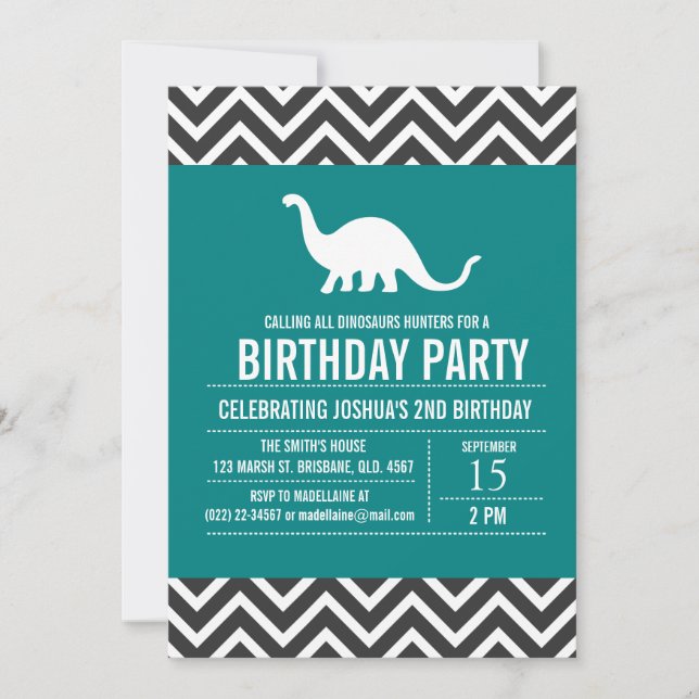 Dinosaures personnalisés Invitation à la fête d'an (Devant)