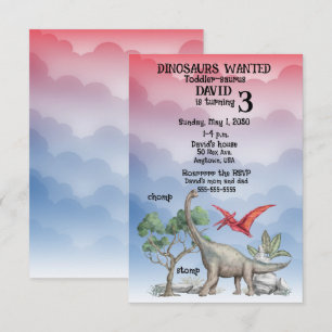 Dinosaures Recherché Toddler Invitation Anniversai