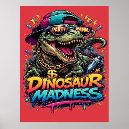 Dinosaurien-Wahnsinn – Party Animal T-Rex-Grafik Poster