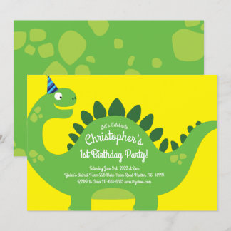 Dinosaurier 1. Geburtstag Niedliche Einladungen