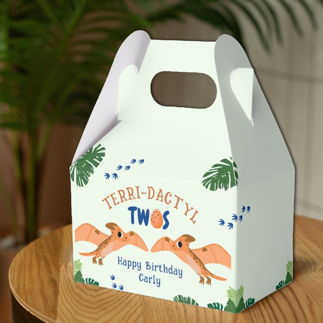 Dinosaurier 2. Geburtstag Funny Green Pterodactyl Geschenkschachtel (Dinosaur 2nd Birthday Funny Green Pterodactyl Favor Boxes
)
