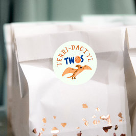 Dinosaurier 2. Geburtstag Funny Green Pterodactyl Runder Aufkleber