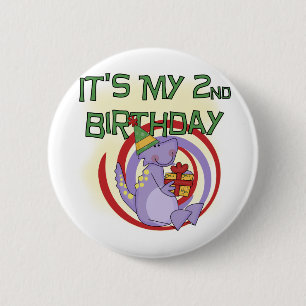 Dinosaurier 2. Geburtstag - Hemden und Geschenke Button