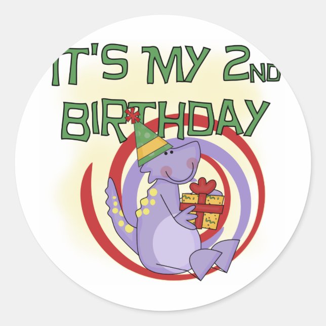 Dinosaurier 2. Geburtstag - Hemden und Geschenke Runder Aufkleber (Vorderseite)