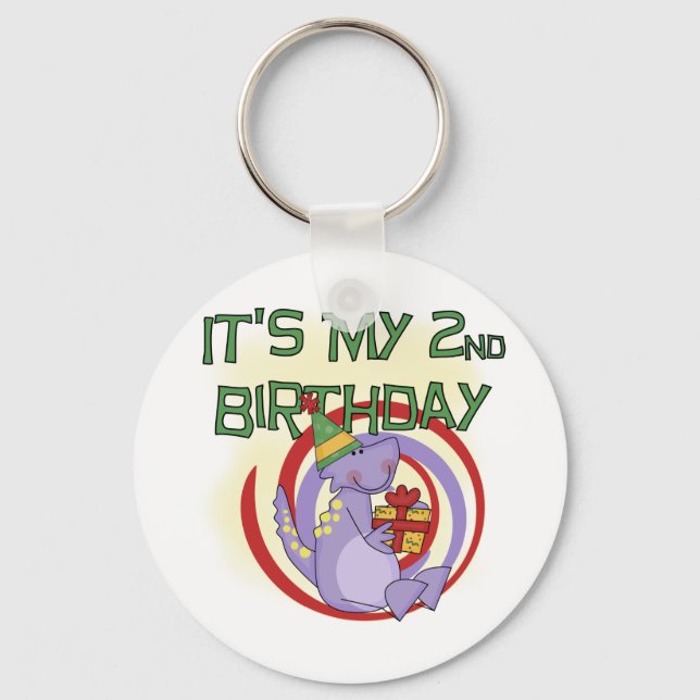 Dinosaurier 2. Geburtstag - Hemden und Geschenke Schlüsselanhänger (Vorderseite)