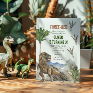 Dinosaurier 3. Geburtstagsfeier Party Einladung