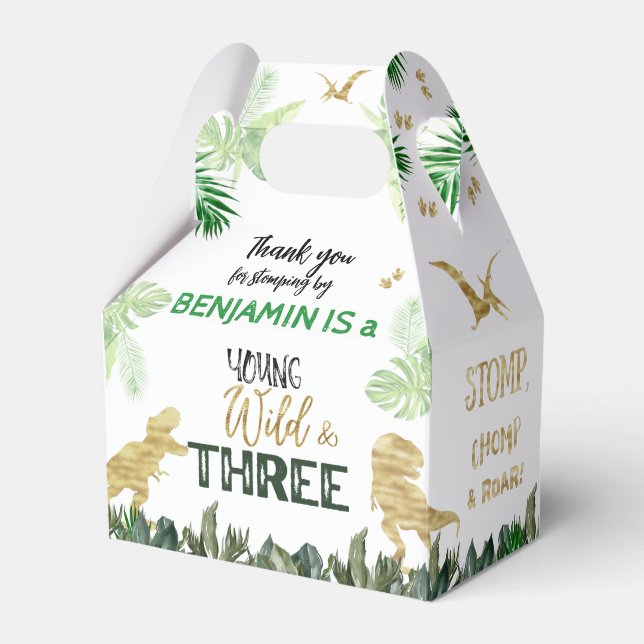 Dinosaurier 3. Geburtstagsjunge Party Geschenkschachtel (Vorderseite)