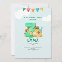 Dinosaurier 3. Geburtstagskinder Einladung