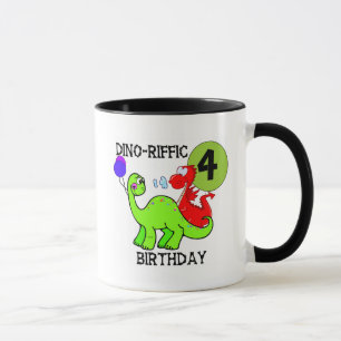 Dinosaurier-4. Geburtstags-T-Shirts und Geschenke Tasse