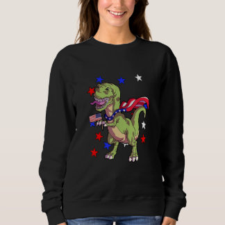 Dinosaurier 4. Juli Jungs Kinder amerikanisches Fl Sweatshirt