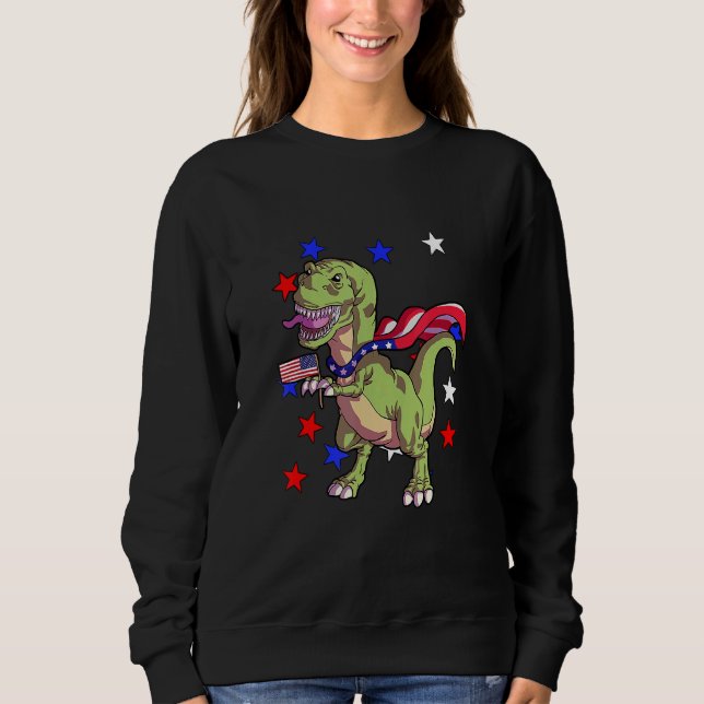 Dinosaurier 4. Juli Jungs Kinder amerikanisches Fl Sweatshirt (Vorderseite)
