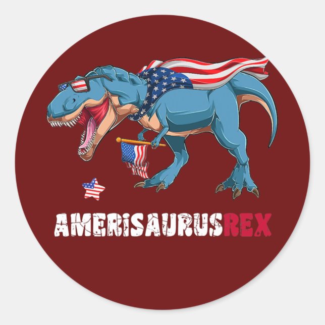 Dinosaurier 4. Juli Kinder Jungen Kleinkinder Runder Aufkleber (Vorderseite)