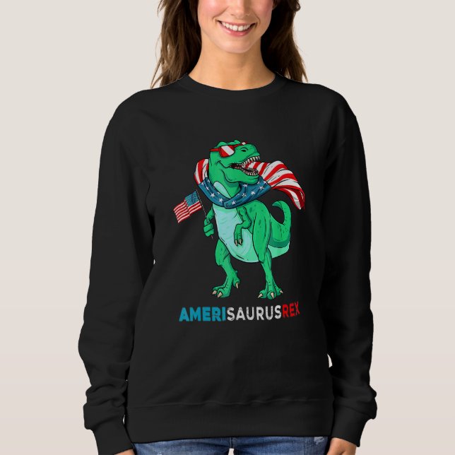 Dinosaurier 4. Juli Kinder Jungen Männer Amerisaur Sweatshirt (Vorderseite)