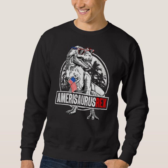 Dinosaurier 4. Juli Kinderjunge Männer Amerisaurus Sweatshirt (Vorderseite)