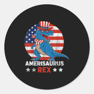Dinosaurier 4. Juli Männer Frauen Mädchen Amerisau Runder Aufkleber