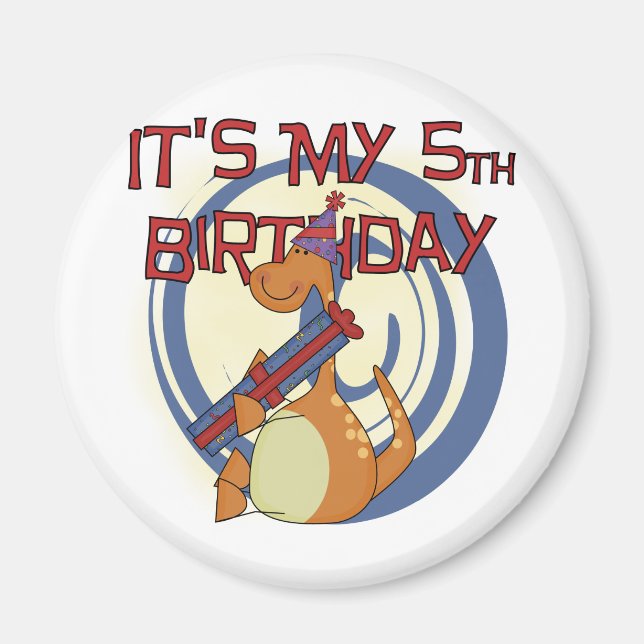 Dinosaurier 5. Geburtstag - Hemden und Geschenke Magnet (Vorne)