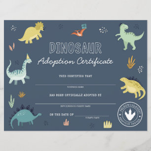 Dinosaurier Adoption Bescheinigung