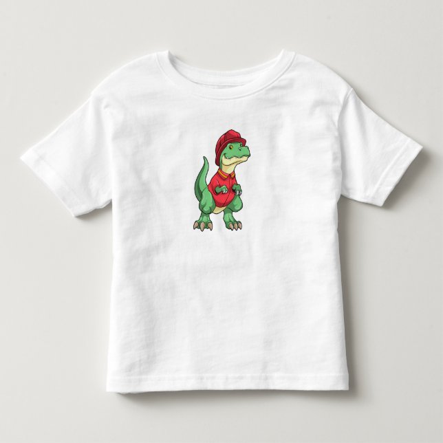 Dinosaurier als Feuerwehrmann mit Feuerhelm Kleinkind T-shirt (Vorderseite)