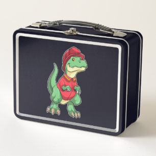 Dinosaurier als Feuerwehrmann mit Feuerhelm Metall Brotdose
