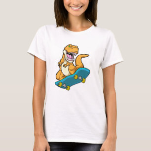 Dinosaurier als Skater mit Skateboard T-Shirt