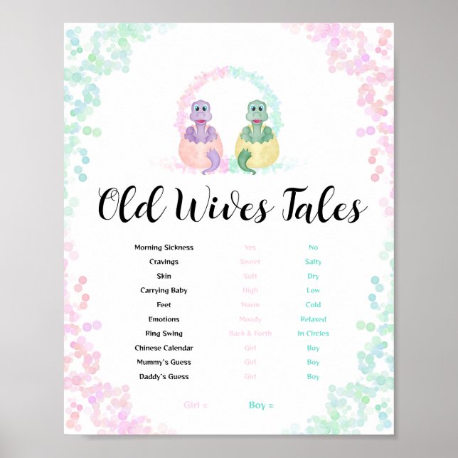 Dinosaurier Alte Ehefrauen Tales Pink Blue Aquarel Poster (Vorne)