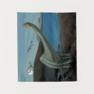 Dinosaurier am Vollmond Wandteppich