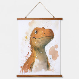 Dinosaurier Aquarellbild Wandteppich Mit Holzrahmen