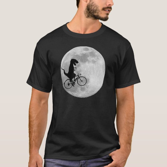 Dinosaurier auf einem Fahrrad mit Mondlicht-T - Sh T-Shirt (Vorderseite)