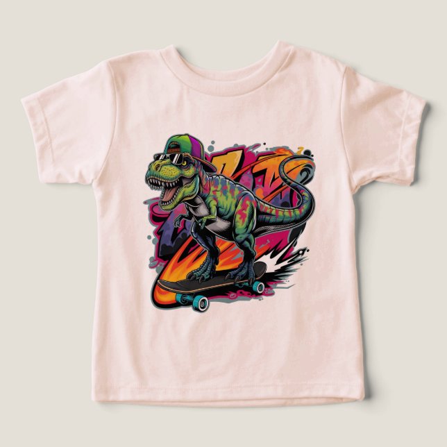 Dinosaurier auf einem Skateboard (Design Vorderseite)