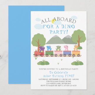 Dinosaurier auf einem Zug zum Geburtstag Einladung
